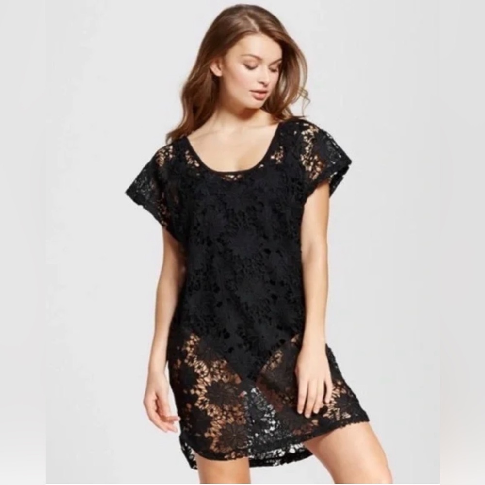 Xhilaration Black Lace Swim Coverup